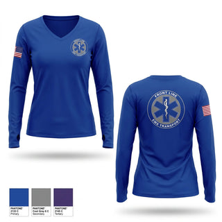 Womens Long Sleeve Vneck Shirt, Frontline EMS Transport, EMS/EMT, Teamtime, Team time, sublimation, custom sports apparel, team uniforms, spirit wear, spiritwear, sports uniforms, custom shirts, team store, custom team store, fundraiser sports, apparel fundraiser