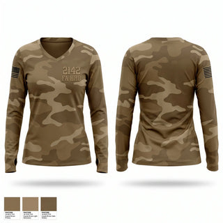 Womens Long Sleeve Vneck Shirt, 2/142 FA HHB, Army, Teamtime, Team time, sublimation, custom sports apparel, team uniforms, spirit wear, spiritwear, sports uniforms, custom shirts, team store, custom team store, fundraiser sports, apparel fundraiser