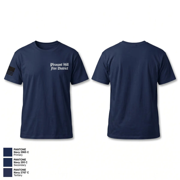 Old School Cotton Feel Shirt, Pleasant Hill Fire District, Fire Department, Teamtime, Team time, sublimation, custom sports apparel, team uniforms, spirit wear, spiritwear, sports uniforms, custom shirts, team store, custom team store, fundraiser sports, apparel fundraiser