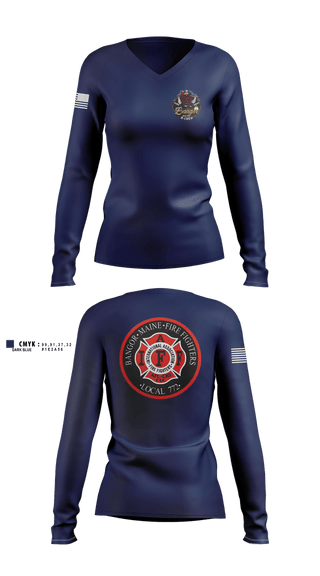 Womens Long Sleeve Vneck Shirt, Bangor fire, Fire Department, Teamtime, Team time, sublimation, custom sports apparel, team uniforms, spirit wear, spiritwear, sports uniforms, custom shirts, team store, custom team store, fundraiser sports, apparel fundraiser