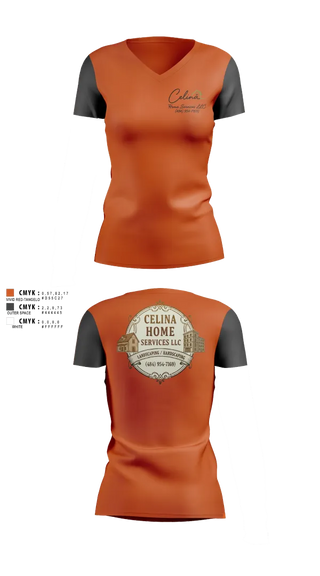 Womens Short Sleeve Vneck Shirt, Celina Home Services LLC, Men's Soccer, Teamtime, Team time, sublimation, custom sports apparel, team uniforms, spirit wear, spiritwear, sports uniforms, custom shirts, team store, custom team store, fundraiser sports, apparel fundraiser