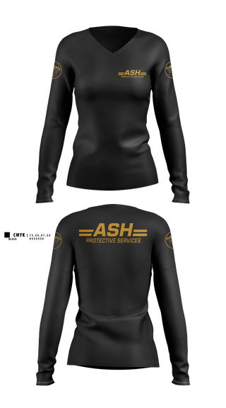 Womens Long Sleeve Vneck Shirt, ASH Protective Services, , Teamtime, Team time, sublimation, custom sports apparel, team uniforms, spirit wear, spiritwear, sports uniforms, custom shirts, team store, custom team store, fundraiser sports, apparel fundraiser
