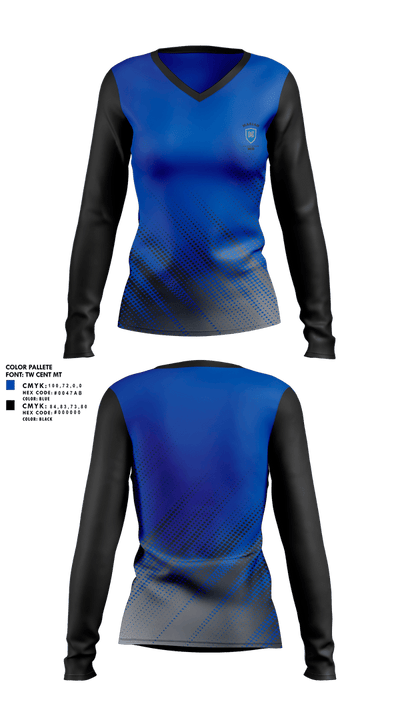 Marian Crusaders Soccer 38611579 Women's Long Sleeve V-neck Shirt - 2