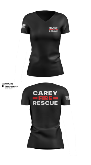 Womens Short Sleeve Vneck Shirt, Carey Rural Fire & Rescue, Fire Department, Teamtime, Team time, sublimation, custom sports apparel, team uniforms, spirit wear, spiritwear, sports uniforms, custom shirts, team store, custom team store, fundraiser sports, apparel fundraiser
