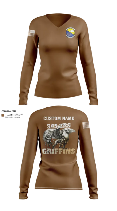 345th TRS 44562231 Women's Long Sleeve V-neck Shirt - 11