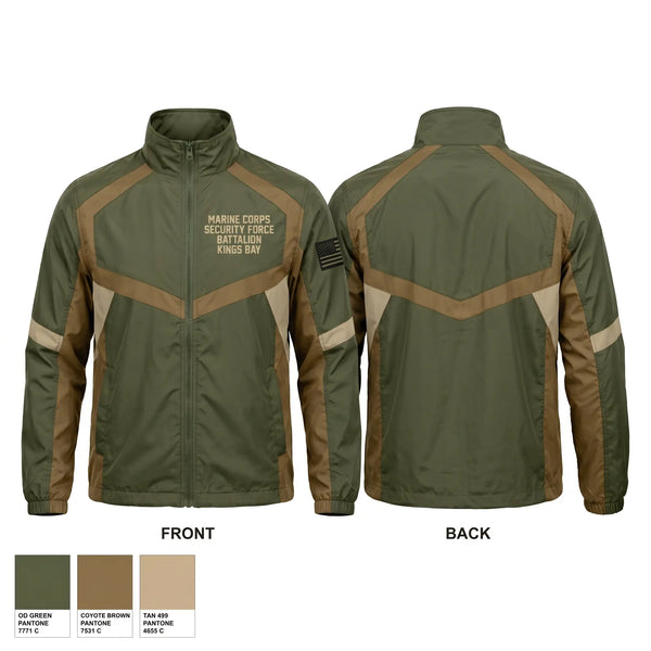 Windbreaker, Marine Corps Security Force Battalion Kings Bay, Marines, Teamtime, Team time, sublimation, custom sports apparel, team uniforms, spirit wear, spiritwear, sports uniforms, custom shirts, team store, custom team store, fundraiser sports, apparel fundraiser