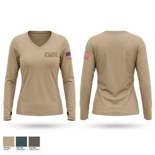 Womens Long Sleeve Vneck Shirt, Auburndale Sr. NJROTC, Navy, Teamtime, Team time, sublimation, custom sports apparel, team uniforms, spirit wear, spiritwear, sports uniforms, custom shirts, team store, custom team store, fundraiser sports, apparel fundraiser