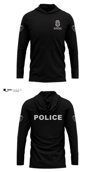 Long Sleeve Performance Shirt with hood, team name, Police, Teamtime, Team time, sublimation, custom sports apparel, team uniforms, spirit wear, spiritwear, sports uniforms, custom shirts, team store, custom team store, fundraiser sports, apparel fundraiser