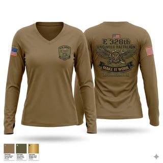 Womens Long Sleeve Vneck Shirt, E328th, Army, Teamtime, Team time, sublimation, custom sports apparel, team uniforms, spirit wear, spiritwear, sports uniforms, custom shirts, team store, custom team store, fundraiser sports, apparel fundraiser