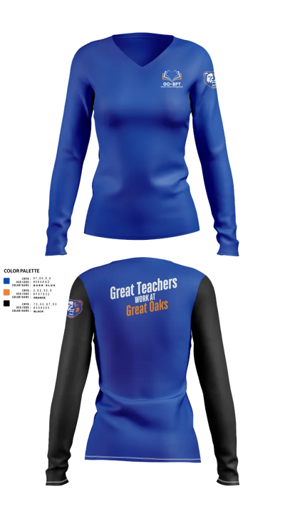 Great Oaks Charter School 80793414 Women's Long Sleeve V-neck Shirt - 21