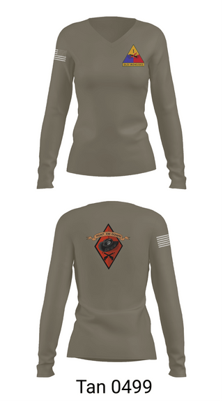 Womens Long Sleeve Vneck Shirt, Baker 4-60 ADAR, Army, Teamtime, Team time, sublimation, custom sports apparel, team uniforms, spirit wear, spiritwear, sports uniforms, custom shirts, team store, custom team store, fundraiser sports, apparel fundraiser