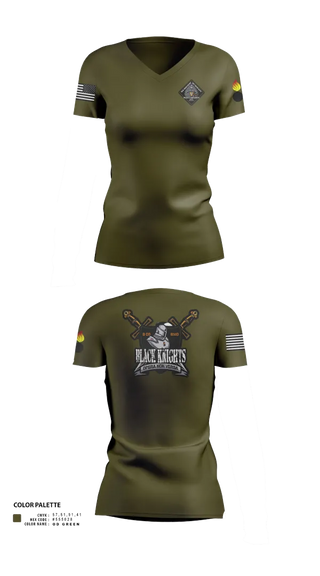 Womens Short Sleeve Vneck Shirt, B Co 832nd OD BN, , Teamtime, Team time, sublimation, custom sports apparel, team uniforms, spirit wear, spiritwear, sports uniforms, custom shirts, team store, custom team store, fundraiser sports, apparel fundraiser