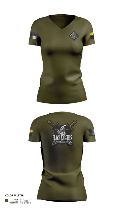 B Co 832nd OD BN 19793865 Women's Short Sleeve V-neck Shirt - 22