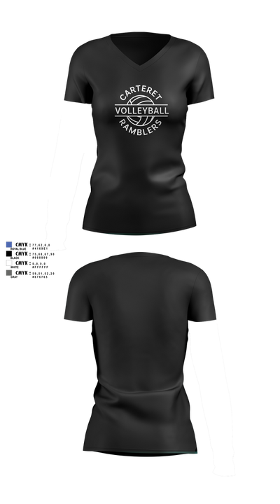 Carteret Ramblers Volleyball 93829974 Women's Short Sleeve V-neck Shirt - 3