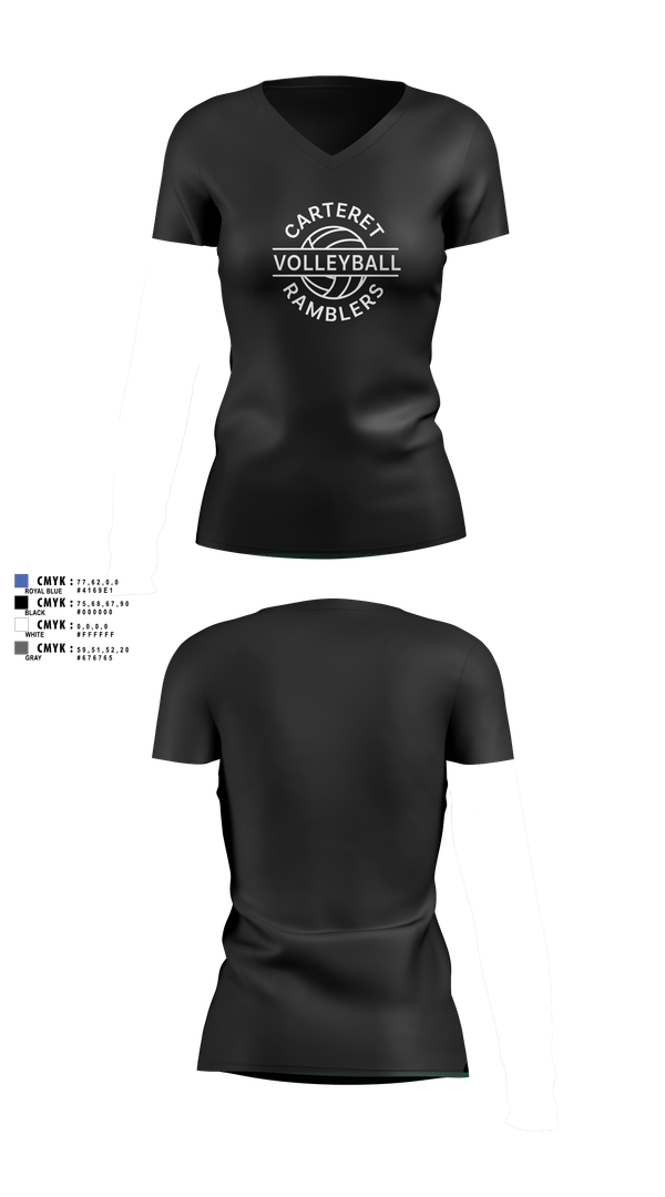 Womens Short Sleeve Vneck Shirt, Carteret Ramblers Volleyball, Women's Volleyball, Teamtime, Team time, sublimation, custom sports apparel, team uniforms, spirit wear, spiritwear, sports uniforms, custom shirts, team store, custom team store, fundraiser sports, apparel fundraiser