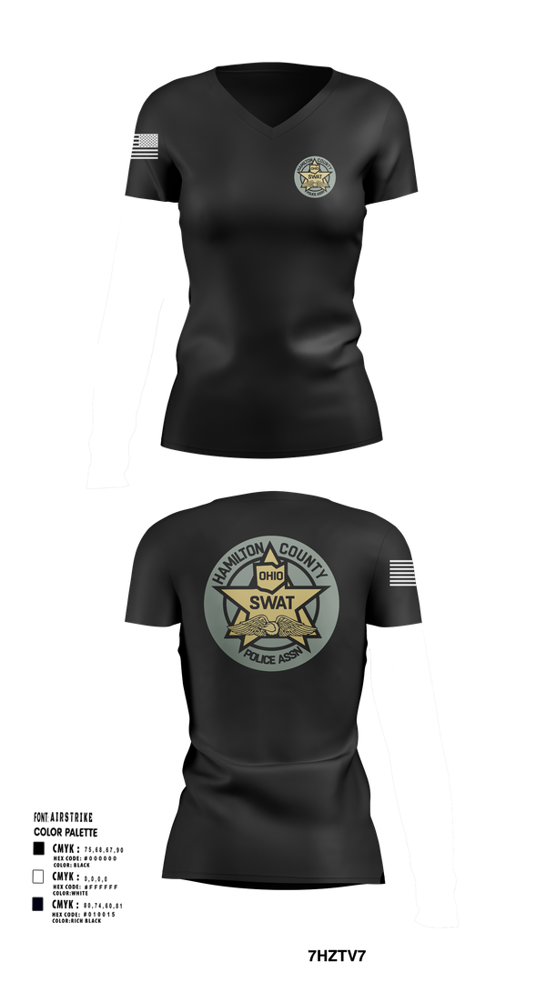 Womens Short Sleeve Vneck Shirt, HCPA Swat, , Teamtime, Team time, sublimation, custom sports apparel, team uniforms, spirit wear, spiritwear, sports uniforms, custom shirts, team store, custom team store, fundraiser sports, apparel fundraiser