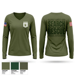 Womens Long Sleeve Vneck Shirt, Conway County OEM Rescue, EMS/EMT, Teamtime, Team time, sublimation, custom sports apparel, team uniforms, spirit wear, spiritwear, sports uniforms, custom shirts, team store, custom team store, fundraiser sports, apparel fundraiser