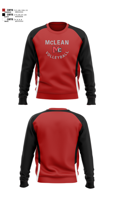 Crew Neck Sweatshirt, McLean Girls Volleyball, Women's Volleyball, Teamtime, Team time, sublimation, custom sports apparel, team uniforms, spirit wear, spiritwear, sports uniforms, custom shirts, team store, custom team store, fundraiser sports, apparel fundraiser