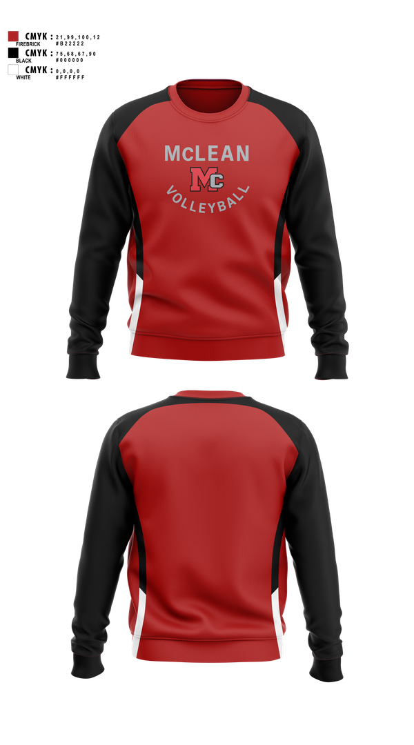 Crew Neck Sweatshirt, McLean Girls Volleyball, Women's Volleyball, Teamtime, Team time, sublimation, custom sports apparel, team uniforms, spirit wear, spiritwear, sports uniforms, custom shirts, team store, custom team store, fundraiser sports, apparel fundraiser