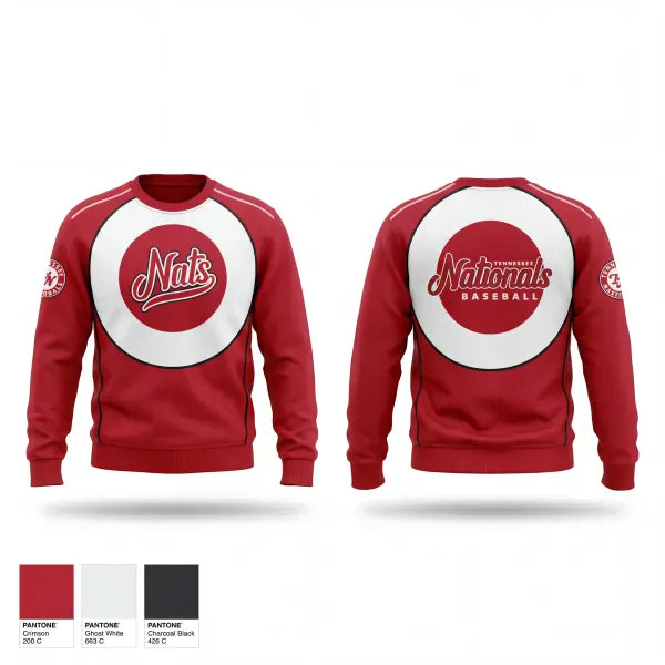 Crew Neck Sweatshirt, Tennessee Nationals, Baseball, Teamtime, Team time, sublimation, custom sports apparel, team uniforms, spirit wear, spiritwear, sports uniforms, custom shirts, team store, custom team store, fundraiser sports, apparel fundraiser