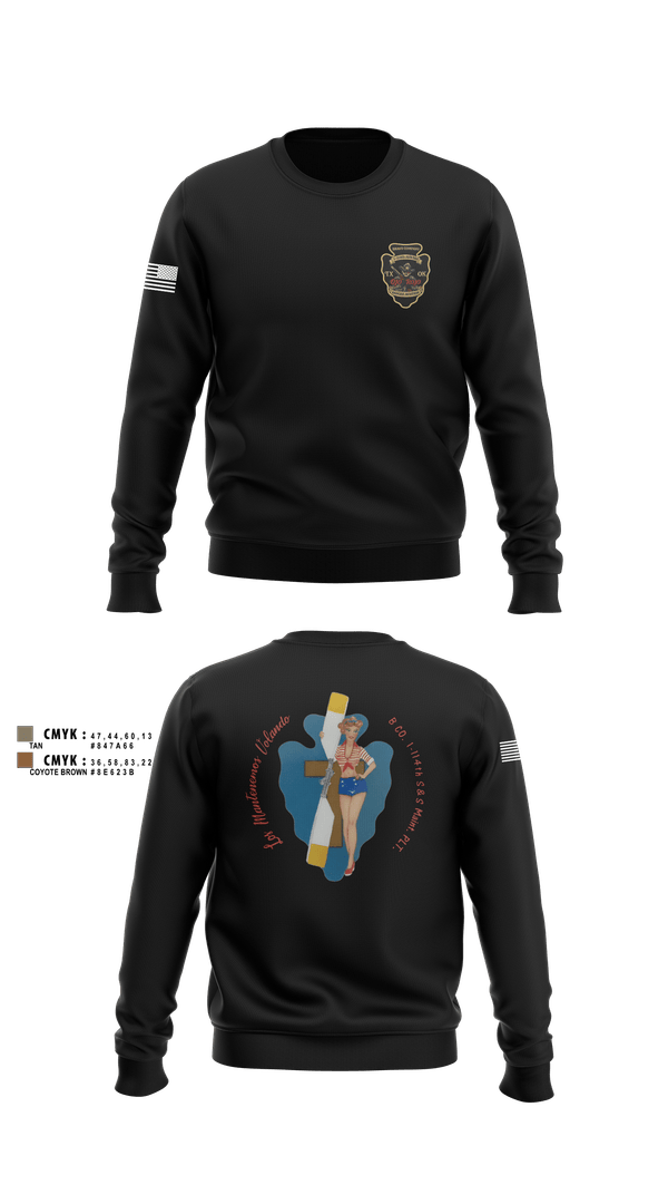 Crew Neck Sweatshirt, B Co. 1/114th polo, Army, Teamtime, Team time, sublimation, custom sports apparel, team uniforms, spirit wear, spiritwear, sports uniforms, custom shirts, team store, custom team store, fundraiser sports, apparel fundraiser