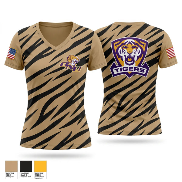 Womens Short Sleeve Vneck Shirt, Olivet Nazarene University, Army, Teamtime, Team time, sublimation, custom sports apparel, team uniforms, spirit wear, spiritwear, sports uniforms, custom shirts, team store, custom team store, fundraiser sports, apparel fundraiser