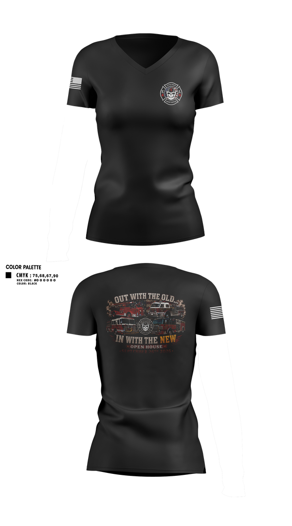 Womens Short Sleeve Vneck Shirt, Great Notch Fire Company #4, Fire Department, Teamtime, Team time, sublimation, custom sports apparel, team uniforms, spirit wear, spiritwear, sports uniforms, custom shirts, team store, custom team store, fundraiser sports, apparel fundraiser