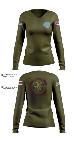 Womens Long Sleeve Vneck Shirt, 150th Electromagnetic Warfare Squadron, , Teamtime, Team time, sublimation, custom sports apparel, team uniforms, spirit wear, spiritwear, sports uniforms, custom shirts, team store, custom team store, fundraiser sports, apparel fundraiser