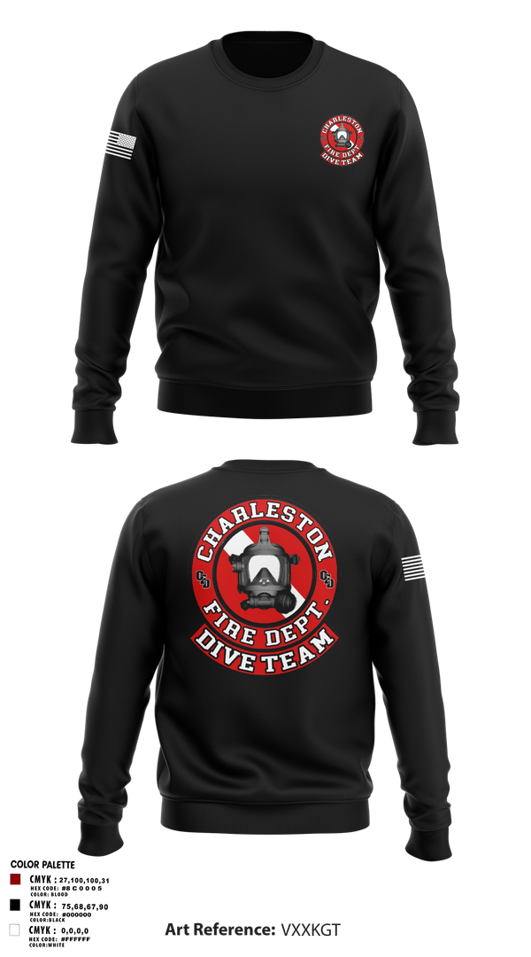 Crew Neck Sweatshirt, Charleston Fire Dept Dive Team, Fire Department, Teamtime, Team time, sublimation, custom sports apparel, team uniforms, spirit wear, spiritwear, sports uniforms, custom shirts, team store, custom team store, fundraiser sports, apparel fundraiser