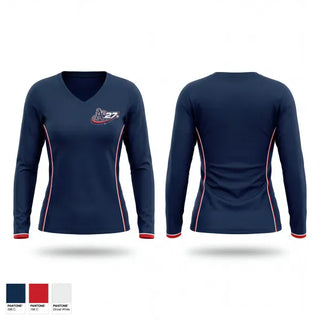 Womens Long Sleeve Vneck Shirt, Little Rock A’s, Baseball, Teamtime, Team time, sublimation, custom sports apparel, team uniforms, spirit wear, spiritwear, sports uniforms, custom shirts, team store, custom team store, fundraiser sports, apparel fundraiser