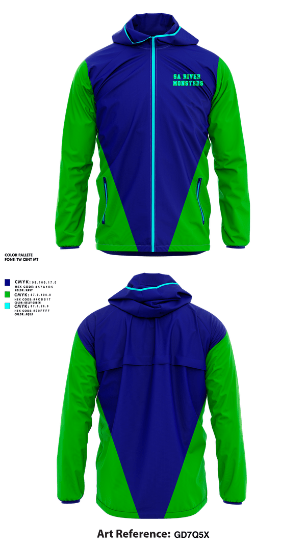 Windbreaker, SA River Monsters, Baseball, Teamtime, Team time, sublimation, custom sports apparel, team uniforms, spirit wear, spiritwear, sports uniforms, custom shirts, team store, custom team store, fundraiser sports, apparel fundraiser