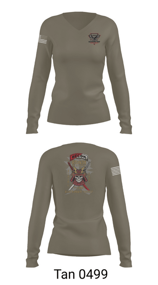Womens Long Sleeve Vneck Shirt, 4-9 CAV, RONIN PLT, Army, Teamtime, Team time, sublimation, custom sports apparel, team uniforms, spirit wear, spiritwear, sports uniforms, custom shirts, team store, custom team store, fundraiser sports, apparel fundraiser