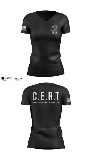 Womens Short Sleeve Vneck Shirt, CERT: Corrections Emergency Response Team, Police, Teamtime, Team time, sublimation, custom sports apparel, team uniforms, spirit wear, spiritwear, sports uniforms, custom shirts, team store, custom team store, fundraiser sports, apparel fundraiser