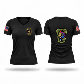 Womens Short Sleeve Vneck Shirt, Hunt County Sheriff’s Office, Police, Teamtime, Team time, sublimation, custom sports apparel, team uniforms, spirit wear, spiritwear, sports uniforms, custom shirts, team store, custom team store, fundraiser sports, apparel fundraiser