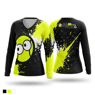 Womens Long Sleeve Vneck Shirt, OddBallz, Spirit Store, Teamtime, Team time, sublimation, custom sports apparel, team uniforms, spirit wear, spiritwear, sports uniforms, custom shirts, team store, custom team store, fundraiser sports, apparel fundraiser