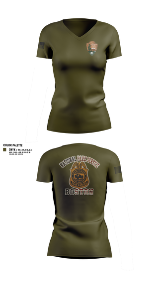 Womens Short Sleeve Vneck Shirt, National Park Rangers, Police, Teamtime, Team time, sublimation, custom sports apparel, team uniforms, spirit wear, spiritwear, sports uniforms, custom shirts, team store, custom team store, fundraiser sports, apparel fundraiser