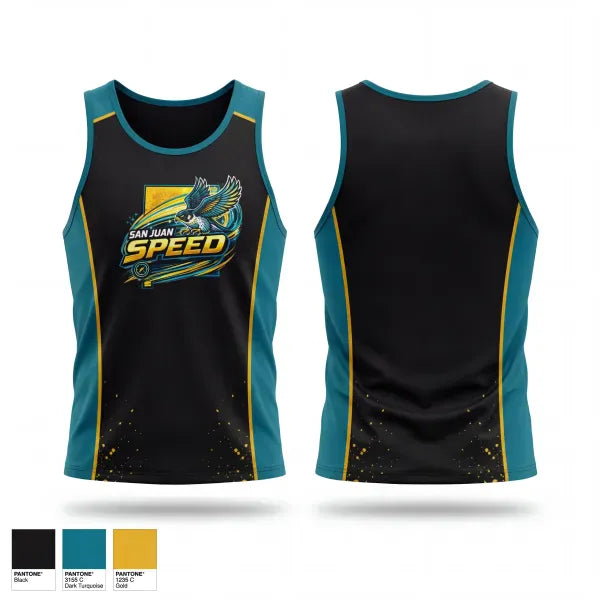 Mens Track Singlet, San Juan Speed, Track & Field, Teamtime, Team time, sublimation, custom sports apparel, team uniforms, spirit wear, spiritwear, sports uniforms, custom shirts, team store, custom team store, fundraiser sports, apparel fundraiser