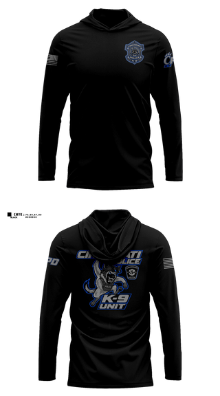 Long Sleeve hooded sunshirt, Cincinnati PD Marine Patrol, Police, Teamtime, Team time, sublimation, custom sports apparel, team uniforms, spirit wear, spiritwear, sports uniforms, custom shirts, team store, custom team store, fundraiser sports, apparel fundraiser