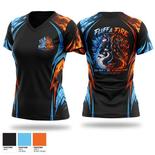 Womens Short Sleeve Vneck Shirt, Fluff and fire, E-Sports, Teamtime, Team time, sublimation, custom sports apparel, team uniforms, spirit wear, spiritwear, sports uniforms, custom shirts, team store, custom team store, fundraiser sports, apparel fundraiser