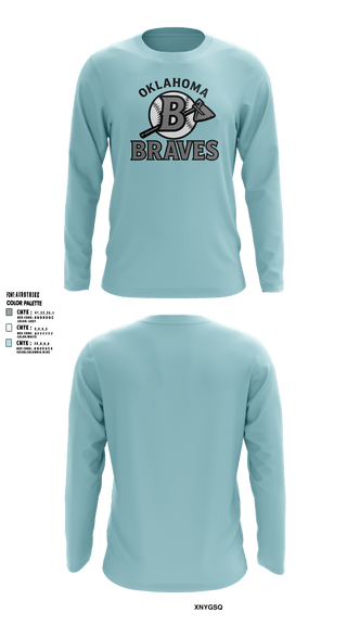 Long Sleeve Performance Shirt, Oklahoma Braves, Baseball, Teamtime, Team time, sublimation, custom sports apparel, team uniforms, spirit wear, spiritwear, sports uniforms, custom shirts, team store, custom team store, fundraiser sports, apparel fundraiser