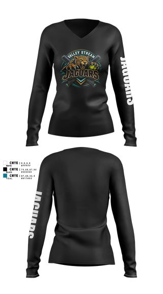 Womens Long Sleeve Vneck Shirt, JAGUARS, Softball, Teamtime, Team time, sublimation, custom sports apparel, team uniforms, spirit wear, spiritwear, sports uniforms, custom shirts, team store, custom team store, fundraiser sports, apparel fundraiser