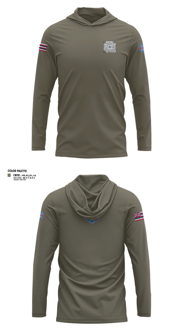 Long Sleeve Performance Shirt with hood, CrimeStoppers Honolulu, Police, Teamtime, Team time, sublimation, custom sports apparel, team uniforms, spirit wear, spiritwear, sports uniforms, custom shirts, team store, custom team store, fundraiser sports, apparel fundraiser