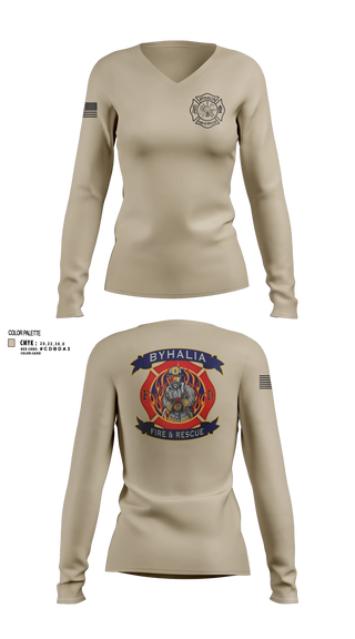 Womens Long Sleeve Vneck Shirt, Byhalia Fire and Rescue, Fire Department, Teamtime, Team time, sublimation, custom sports apparel, team uniforms, spirit wear, spiritwear, sports uniforms, custom shirts, team store, custom team store, fundraiser sports, apparel fundraiser