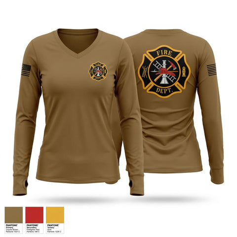 Womens Long Sleeve Vneck Shirt, Union Fire Department, Fire Department, Teamtime, Team time, sublimation, custom sports apparel, team uniforms, spirit wear, spiritwear, sports uniforms, custom shirts, team store, custom team store, fundraiser sports, apparel fundraiser