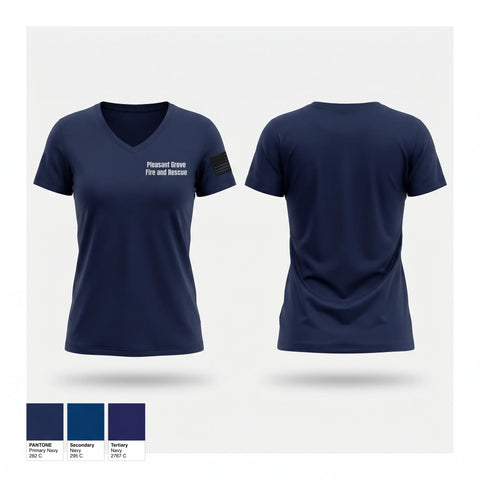Womens Short Sleeve Vneck Shirt, Pleasant grove fire and rescue, Fire Department, Teamtime, Team time, sublimation, custom sports apparel, team uniforms, spirit wear, spiritwear, sports uniforms, custom shirts, team store, custom team store, fundraiser sports, apparel fundraiser