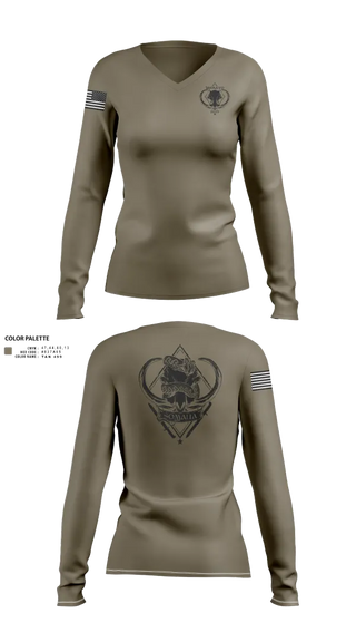 Womens Long Sleeve Vneck Shirt, CJTF-HOA, Army, Teamtime, Team time, sublimation, custom sports apparel, team uniforms, spirit wear, spiritwear, sports uniforms, custom shirts, team store, custom team store, fundraiser sports, apparel fundraiser