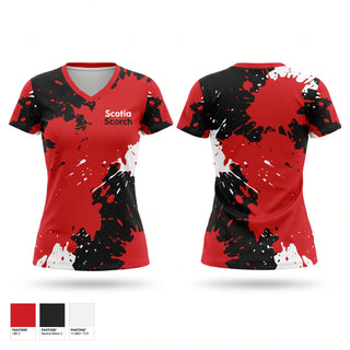Womens Short Sleeve Vneck Shirt, Scotia Scorch, Softball, Teamtime, Team time, sublimation, custom sports apparel, team uniforms, spirit wear, spiritwear, sports uniforms, custom shirts, team store, custom team store, fundraiser sports, apparel fundraiser