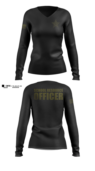 Womens Long Sleeve Vneck Shirt, Okaloosa County Sheriff’s Office SRO, Police, Teamtime, Team time, sublimation, custom sports apparel, team uniforms, spirit wear, spiritwear, sports uniforms, custom shirts, team store, custom team store, fundraiser sports, apparel fundraiser