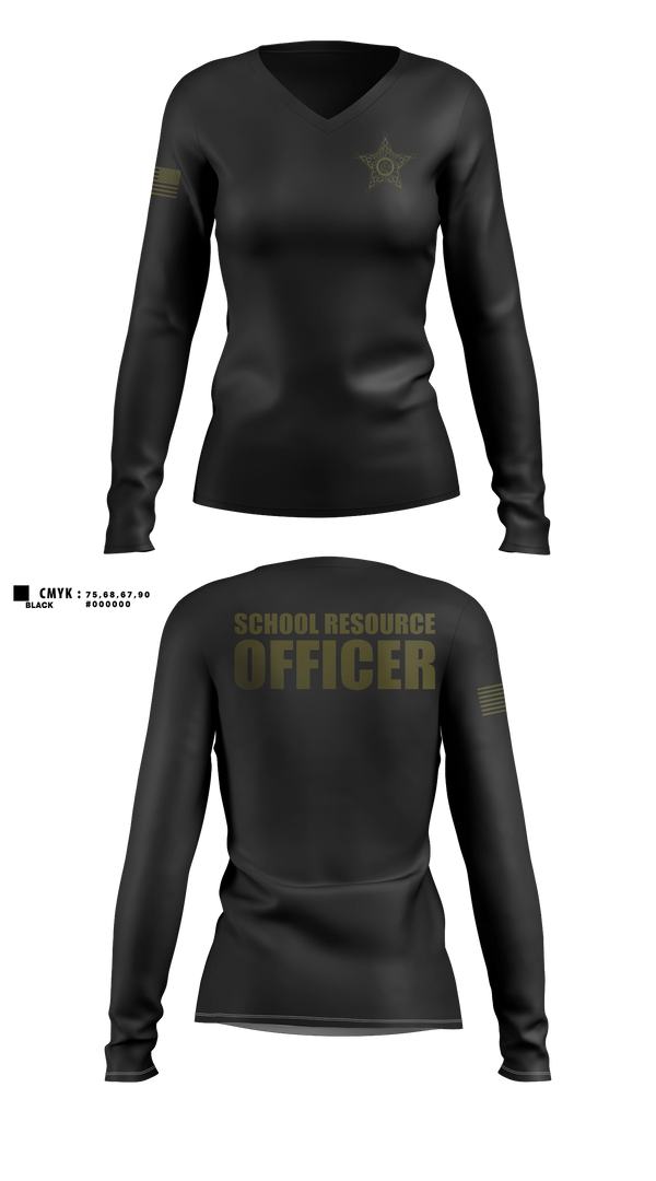 Womens Long Sleeve Vneck Shirt, Okaloosa County Sheriff’s Office SRO, Police, Teamtime, Team time, sublimation, custom sports apparel, team uniforms, spirit wear, spiritwear, sports uniforms, custom shirts, team store, custom team store, fundraiser sports, apparel fundraiser