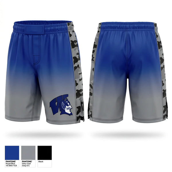 Fight Shorts, Wayne Community High School Wrestling, Wrestling, Teamtime, Team time, sublimation, custom sports apparel, team uniforms, spirit wear, spiritwear, sports uniforms, custom shirts, team store, custom team store, fundraiser sports, apparel fundraiser